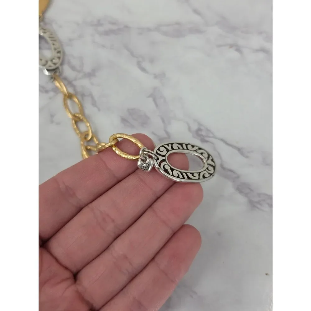 Brighton Vintage Gold and Silver Toned Oval Chain Waist Belt
